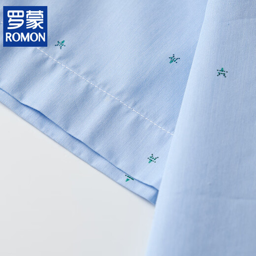 Romon (Romon) Theke Rückzug des Bidding Herren-Sommerhemdes atmungsaktives komfortable Baumwolle lässiges Kurzärmel-Hemd trendige Kleidung hellblaues Muster 165/84a/3895-105Jin [Jin ist gleich 0,5 kg]