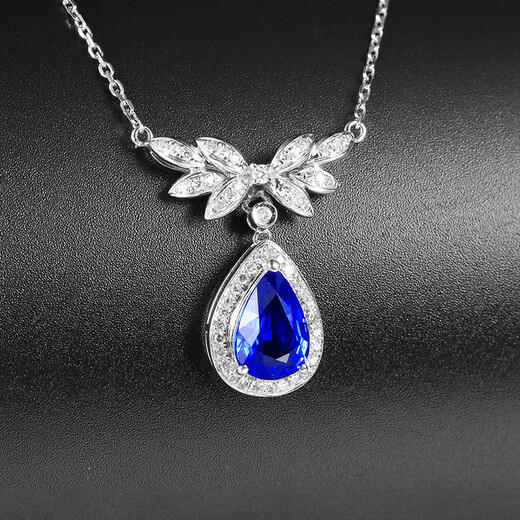HEEKAIYI Sapphire Necklace for Women Cornflower Blue 18k Diamond Pendant Chinese Valentine's Day Birthday Gift for Wife and Girlfriend Selected 1.17 carat/cornflower blue/double certificate