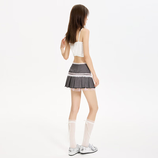 学院风百褶裙半身裙女夏季2025新款高腰显瘦超短裙包臀 T693 S