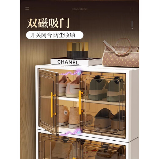 Liangpinism cabinet shoe box storage box transparent shoe storage artifact space-saving shoe cabinet plastic home door shoe rack 2025 new model widened and thickened 2 columns 6 layers of gray - holds 4 pairs of large size shoes