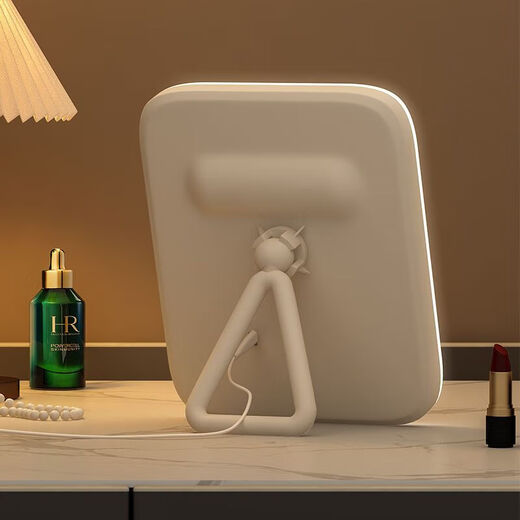 Beauty mirror led makeup mirror with light fill-in dormitory desktop desktop dressing mirror female folding student portable mirror three-color light adjustable long battery life CK33 white luxury model CK33 5K three-color light stepless dimming