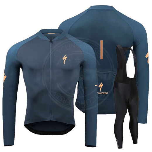 Lightning Double Arrow Lightning Cycling Autumn Winter Spring Autumn Suit Road Bicycle Plus Velvet Long Sleeve Suspenders Long Trousers Cycling Suit Single Top 3 (Thin Section) XL