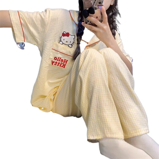 Zipjbx mignon katie chat costume trois pièces pyjamas féminin ins mince à manches courtes à manches décontractées peut être en plein air kk14109 [ensemble à trois pièces] M [80-100jin suggéré [Jin est égal à 0,5 kg]]]