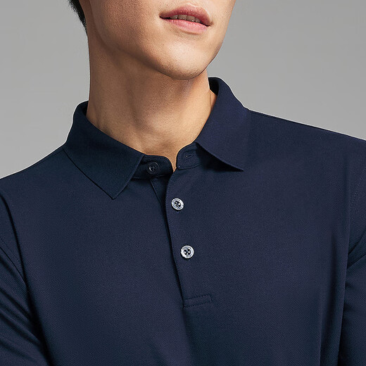 Youngor long-sleeved POLO shirt men's wool blended fabric men's POLO shirt soft and comfortable 2025 new style Navy VLYM519960FCA L (recommended 135-150Jin Jin equals 0.5 kg)