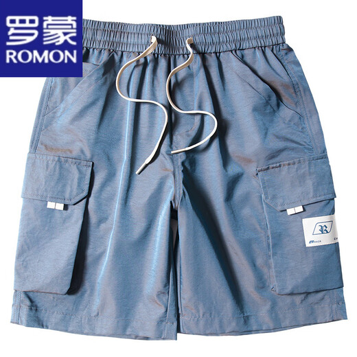 
ROMON colorful fluorescent gradient men's work pants trendy and simple summer new loose sports design shorts 897 black shorts M (100Jin[Jin equals 0.5 kg])