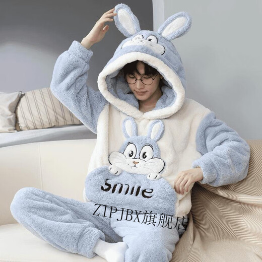 Zipjbx Zuoxi Bekleidungsgeschäft Korallenpyjamas Winter Herbst und Winter verdickter Flanell warmes Cartoon Home Kleidungsstück 9902* Kapuzenset m klein [80-90jin [Jin gleich 0,5 kg]]
