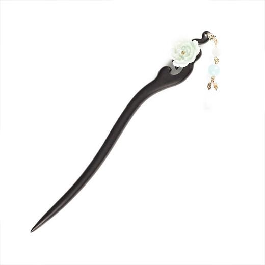 Retro palace style Hanfu hair accessories original handmade ebony hairpin classical temperament cheongsam hairpin peony green