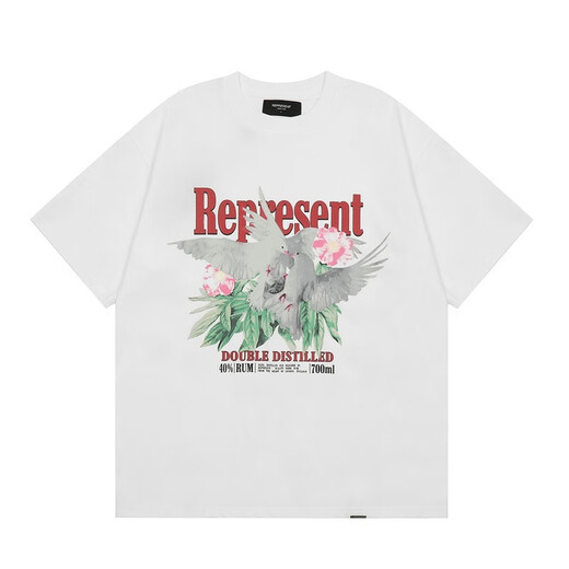 Lee Kids Real Shot Reprection Collection Eagle Shark motif de requin imprimé Round Cou Short Sleeve Beautiful Hip-Hop Men and Women 1048 Black S