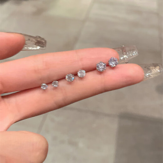 Six-piece set of zircon earrings for women, small, exquisite, high-end, light luxury and cold style earrings, 2024 new trendy style, silver simple small earrings, three pairs