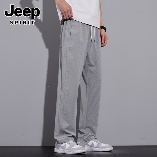 Jeep (Jeep) Ice Seide Cool Casual Hosen für Jungen Sommer dünne, schnell trocknende Sporthosen für Männer 2025 neue drapierte gerade Hosen 6625 Black M [Empfohlen 90-110Jin [Jin gleich 0,5 kg]]]