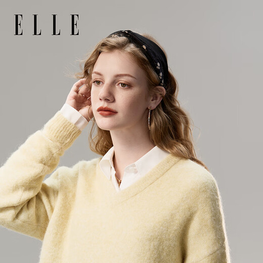 ELLE French retro printed headband women's wide-brimmed high-ceiling hairpin headwear high-end outer wear face wash
