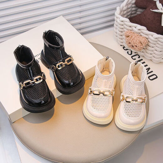 LiYunHouSe Girls Sandals 2025 Summer New Breathable Mesh Boots Little Girls Martin Boots Baby Boys Short Boots Children's Sandals Black Upgraded Version 23 Inner Length About 14.5cm