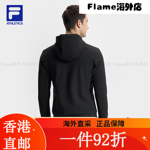 斐乐（FILA）FILA 官方男士针织连帽外套2025春新款健身运动基础 深黑-BK S165/88A 均码