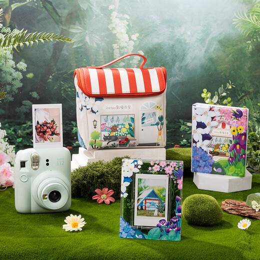 FUJIFILM instax mini12 instant camera 3-inch photo paper one-time imaging travel camera gift box mint green image flower room set ~ including camera bag + photo album + photo frame photo paper combination package 1 including standard + 20 pieces of white border photo paper + peripheral accessories