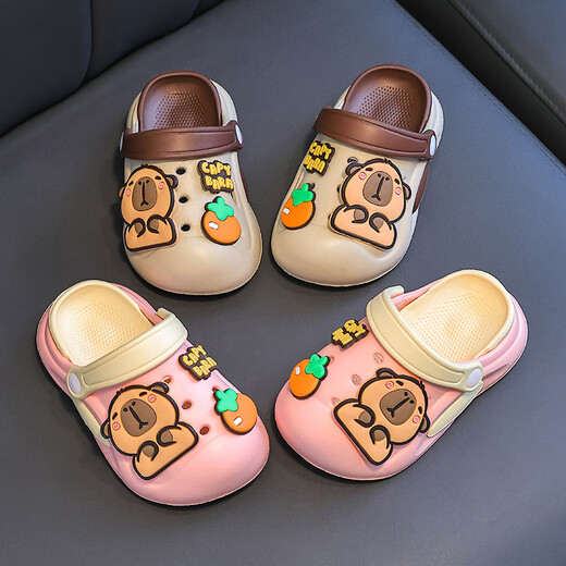 Kapibala Children's Cave Shoes Summer 2025 Nouveau super mignon Sandales de confort extérieur décontractées pour garçons et filles bleu marine 34 - 35 longueur intérieure 20,5 cm