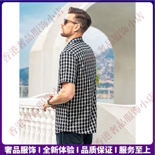 EHANGYTRSV Brand Herren Tennishemd Herren alter Qian -Stil 100% Kurzarm Shirt Houndstrap Sommer Freizeit Dünne Stil Grauer weiße Gitter m