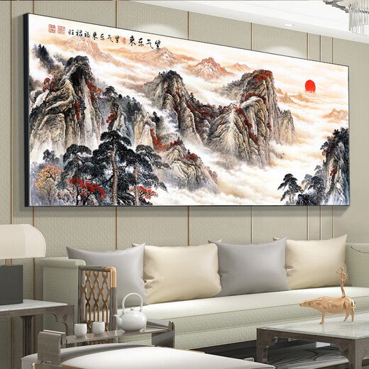 
Ziqi Donglai Decorative Hanging Painting Office Landscape Murals Boss Table Background Wall Cornucopia Living Room Scenic Calligraphy and Painting CT-3881 Frame size 300 height 120cm-SF Express brightenes