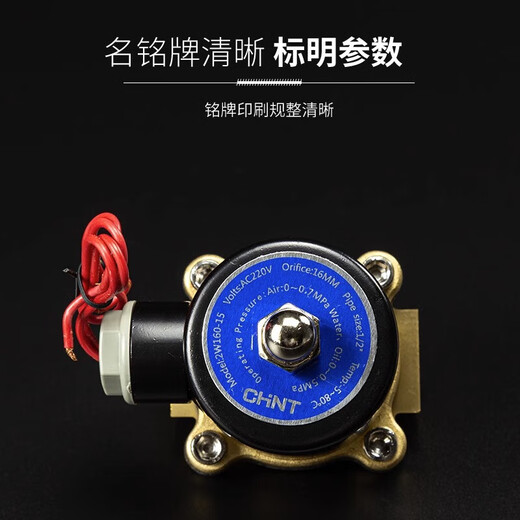 Chint (CHNT) N2W200-20-AC220V solenoid valve water valve magnetic switch valve air valve normally closed copper 6-point solenoid water valve