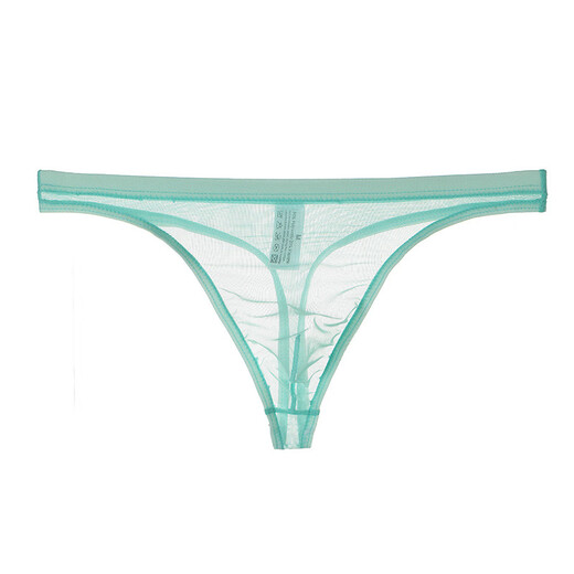 Men's mesh transparent underwear, ultra-thin nude thong, sexy pouch, breathable summer trend, young men's underpants, white M