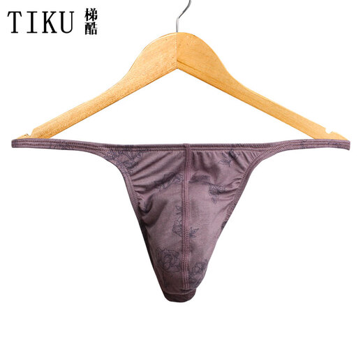 Ladder Cool 2025 New Ladder Cool Men's Sexy T-Pants Stretch Modal Printed Breathable Thin Straps Seamless Invisible T-Pants Dark Purple 1 Pair M 2.0-2.3 Feet