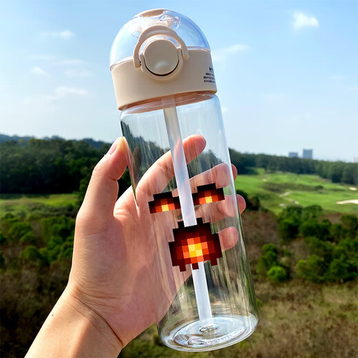 Minecraft Minecraft Plastik Strohbecher Creeper Water Cup Custom Capacity Sports Tragbarer Strohschalter 650 ml Eisweiß BW1278 Welt