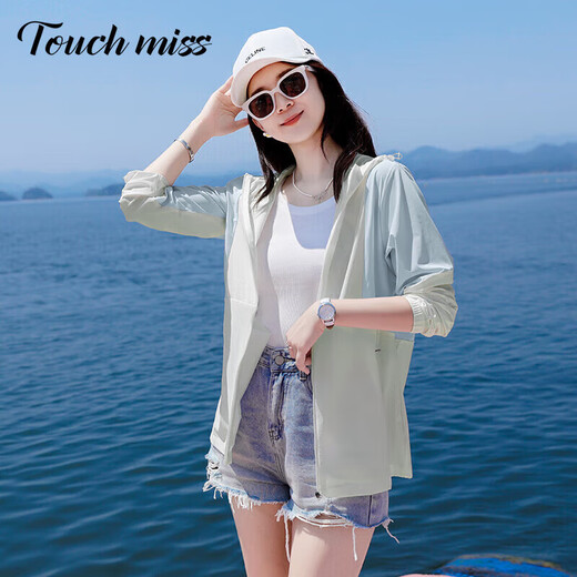 法贝莎高端慵懒风防晒衣女2025夏季新款透气纯色简约休闲长袖连帽外套 白粉色 L