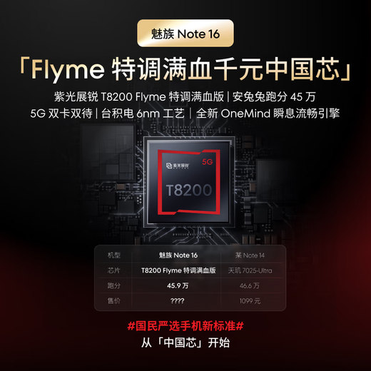 魅族（meizu）Note 16 【国家补贴】新品5G AI手机 满血中国芯 6600mAh大电池 磐石黑 8GB+256GB 官方标配