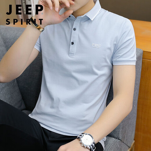 
JEEP SPIRIT ice silk short-sleeved T-shirt men's summer Korean style trendy shirt collar polo shirt lapel clothes men's half-sleeved pure cotton t-shirt DG-1301 black M 90-105Jin [Jin equals 0.5 kg]