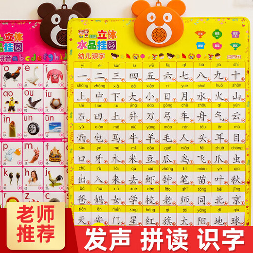 元族学前幼儿园看图识字有声挂图小孩儿童学习认字一年级宝宝早教 【2张】汉语拼音+英文字母