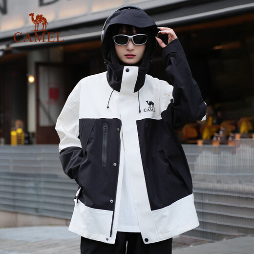 Camel (CAMEL) Star Same Style - Daybreak Jacket Three-in-One Outdoor Purple Jacket Windproof and Waterproof Mountaineering Suit W34CF00608A, Diving Blue For Men and Girls, it is recommended to take 1 size smaller M