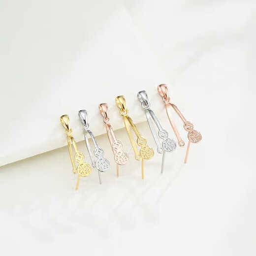 Fat Donglai's same platinum pendant buckle, 18K gold safety buckle, special clip buckle Au750 jade beeswax jade with blessing character, white blessing character safety buckle head, medium size