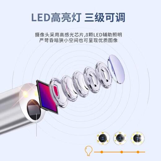 Qiaojiang 300 High Temperature Resistant Endoscope Industrial Turning Endoscope Furnace Detection Waterproof Probe HD Camera 7.5mm Lens + 3 Meter Wire + High Temperature Resistant 300