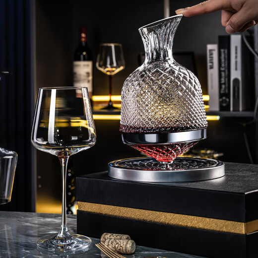 Flower Language Four Seasons Crystal Rotating Decanter Home High-end Creative Ornament Tumbler Wine Quick Wine Divider Red Wine Rack Silver Gyro Rotating Decanter 1.5L