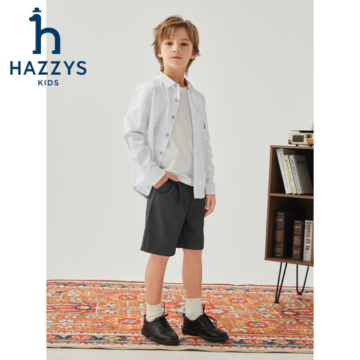 HAZZYS children's clothing boys' shirt autumn new college cotton comfortable long-sleeved top Oxford color 105