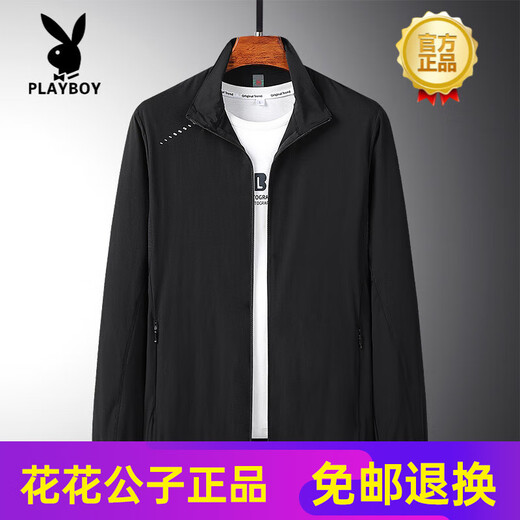 花花公子（PLAYBOY）中老年春夏季薄款外套冰丝防晒衣服春男士休闲中年爸爸夹克风衣 829中灰 L 【建议80-105斤】