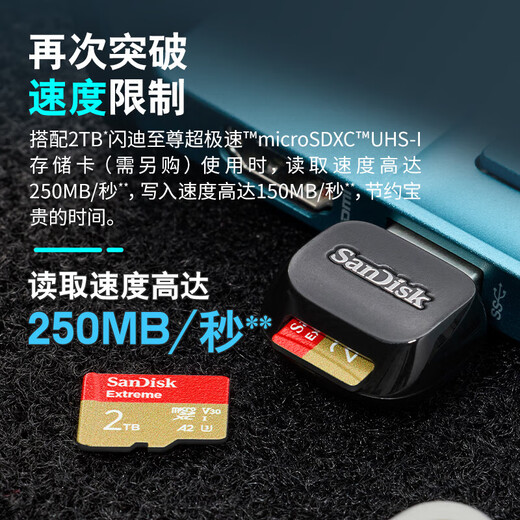SanDisk USB3.2 high-speed card reader TF memory card reader suitable for mobile phones and tablets/action cameras/drone/driving recorders/monitoring memory card readers