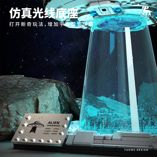 2025 Nuevo alienígena espacial espacial Starship Buildship Block Juguete de 812 años de cumpleaños Gift Gift Sistema solar planetario Nine-Ball [Versión eléctrica] 1098 piezas