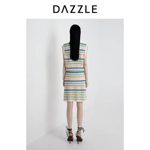 DAZZLE 邱天同款地素毛衣25夏新款复古肌理条纹毛衫马甲 彩色 M