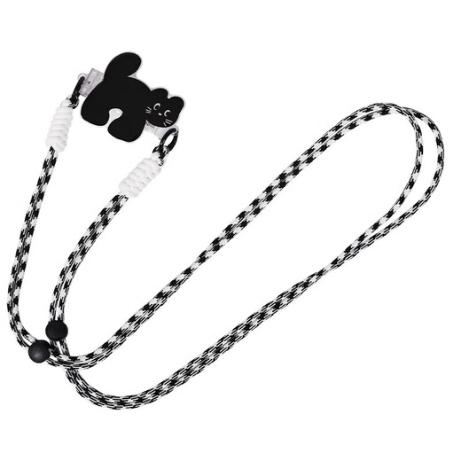 Xingyin mobile phone lanyard back clip cross-body carryable mobile phone back clip cute mobile phone chain integrated halter neck shoulder strap high-end pendant portable detachable carry-on anti-lost artifact pendant black and white mobile phone lanyard 130cm black cat clip back