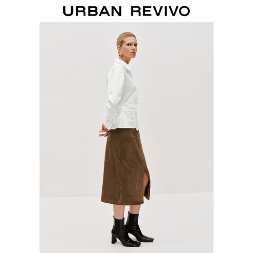 UR2026 Spring New Women's Style Asymmetrical Pleated Waist Blouse Shirt UWM250126 Original White S