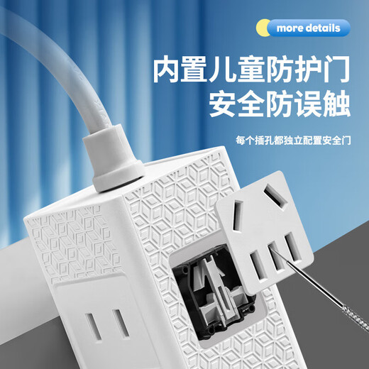 [Socket USB RUJIC] Station de charge de bureau Fast Charge Rujic Plug-in Perg-in Pobite USB Pergable Perg-In Board Mini Travel Multifonction socket Type-C Modèle USB blanc 1,5 mètres