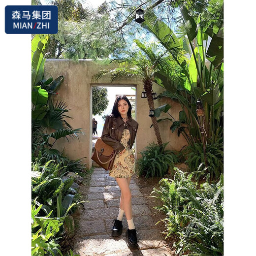 棉致复古棕色皮衣外套女2025春秋季新款时尚小个子设计感 棕色皮衣 M 100-110斤