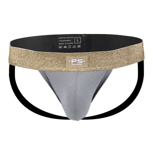 Sportstudenten Herrenunterwäsche Sport atmungsaktiv doppeltong niedriger Taille Gold Ridge Sexy Fitness Bühne Tanga Gay0 Gray M.