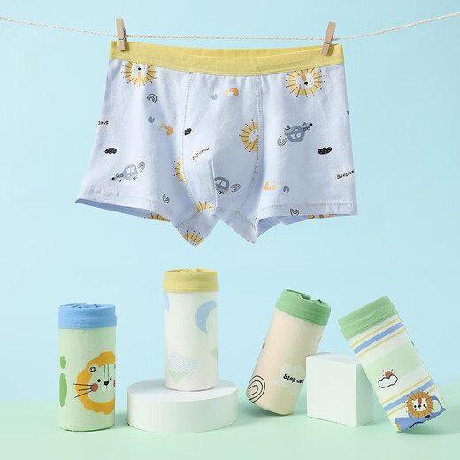 Fenton Kean Children's Underwear Class A Baby Cotton 7A Antibacterial 5 Pairs 100 Cotton Crotch Boys Cartoon Boxer Briefs