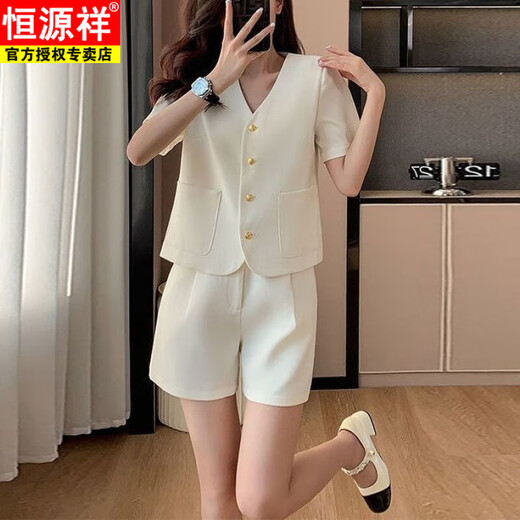 Hengyuan Xiangshen Xiaoxiang Style Short Sleeve Set for Women 2025 Summer New Korean Style Fashionable and Trendy Age Reducing Shorts Two-Piece Set Blue [Fashion-Quality] 3XL [Suggested 130#-140Jin [Jin equals 0.5 kg]]