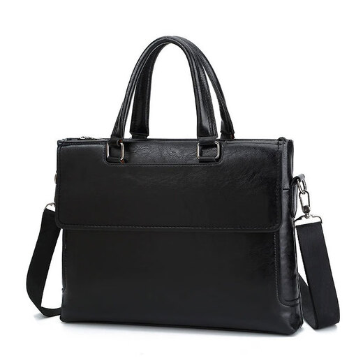 Men's bag Jeep quality briefcase business men's handbag horizontal large capacity shoulder bag fashionable men's shoulder bag jep black spot 15 inches