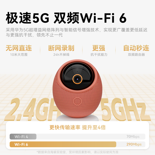 Haiqiu Huawei 8 millones de cámara Home Monitor 360 grados sin esquinas muertas y visión nocturna Respuesta de llamadas de voz panorámica al cuidado de bebés interiores [Versión 4K] llamado inteligente con voz controlada <nuanyun xing> incorporado 64G [cifrado de privacidad]