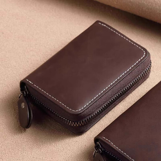 Ono Seven Days Retro Card Holder Men's Large Capacity Multi-Card Slot Multi-Function Document Storage Bag Women's Card Holder Men's Coin Purse Card Holder Brown (18 Card Slots)