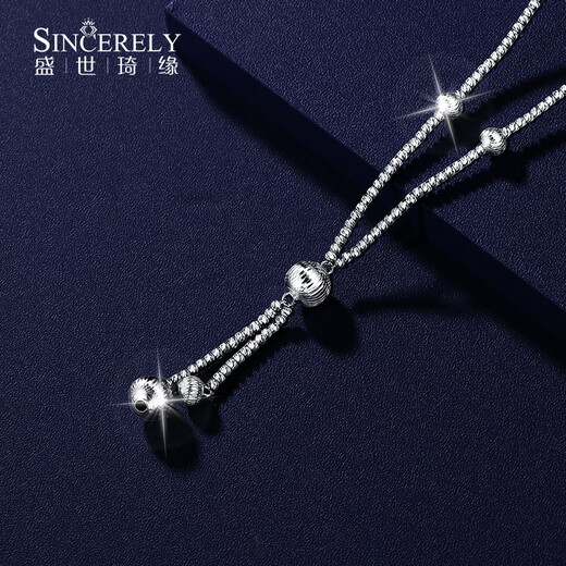 Shengshi Qiyuan PT950 Collar de platino para mujeres Collar de oro blanco genuino Collar de diamante Diamante Mágico Spirit Collar Juego de suéter Longitud de la cadena 45 cm 13.05 g de espesor aproximadamente 1.9 mm de aproximadamente 1.9 mm de aproximadamente 1.9 mm