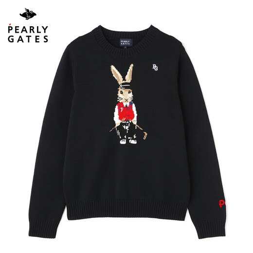 PEARLY GATES高尔夫服装女士PG春秋新款圆领套头毛衣保暖针织衫 灰色055-3270906-020 S